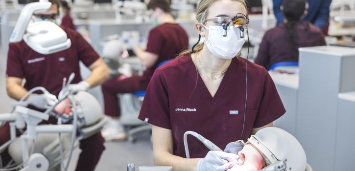 Dental Students in Simulation Lab working on Dental Simulation Mannequins